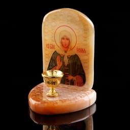 Икона настольная «Ксения Петербургская», с подсвечником на 1 свечу, селенит