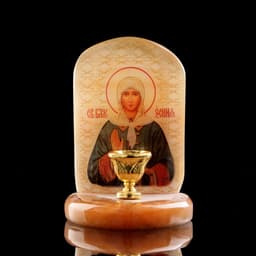 Икона настольная «Ксения Петербургская», с подсвечником на 1 свечу, селенит