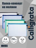 Папка-конверт на молнии А4 Calligrata «Сеточка», 250 мкм, МИКС