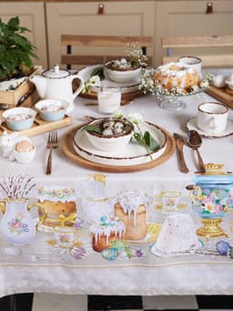 Скатерть «Этель. Пасхальные куличи» 220×147 см, 100% хлопок, саржа 190 г/м²