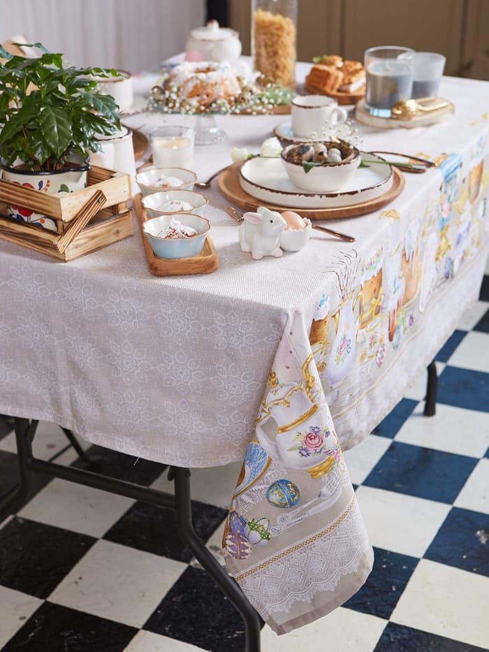 Скатерть «Этель. Пасхальные куличи» 220×147 см, 100% хлопок, саржа 190 г/м²