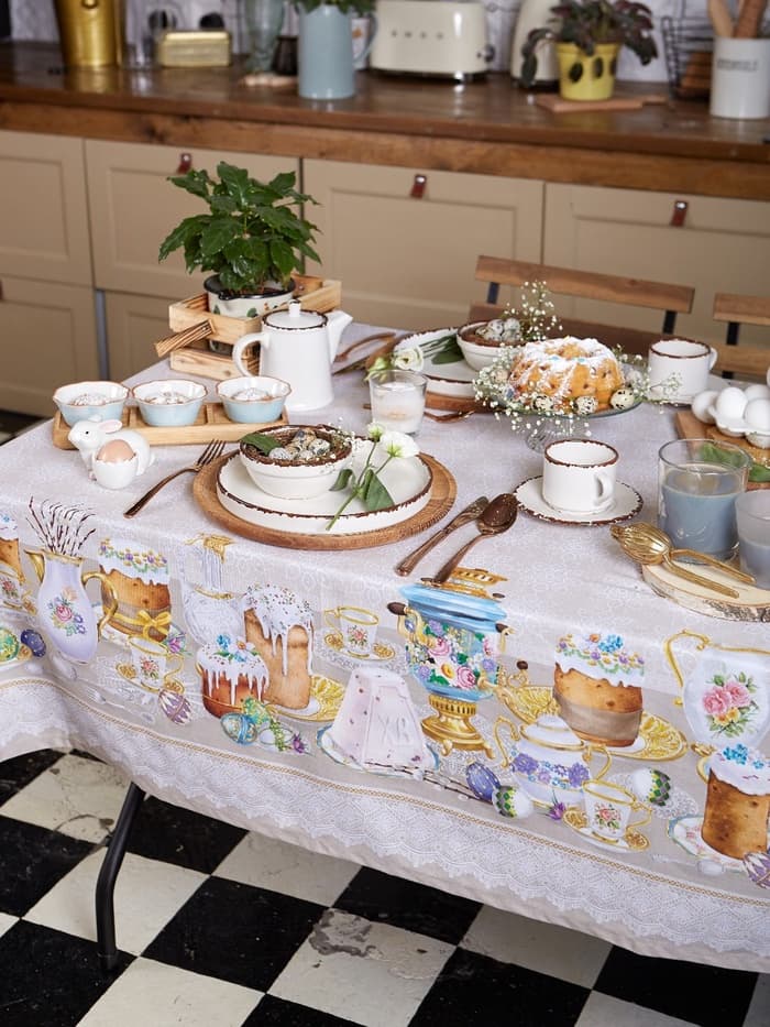 Скатерть «Этель. Пасхальные куличи» 220×147 см, 100% хлопок, саржа 190 г/м²