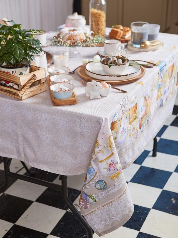 Скатерть «Этель. Пасхальные куличи» 220×147 см, 100% хлопок, саржа 190 г/м²