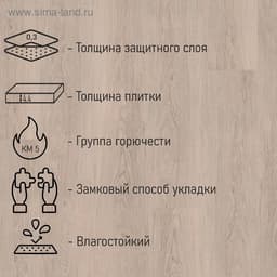 Плитка ПВХ для пола Tarkett PROGRESSIVE HOUSE Michael, 1220×200 мм, толщина 4.4 мм, 1.96 м²