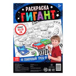 Раскраска - гигант для мальчиков «Гоночный трек», 59×84 см