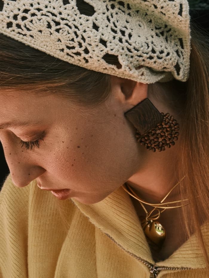 Серьги из дерева «Ваканда», квадрат, коричневые