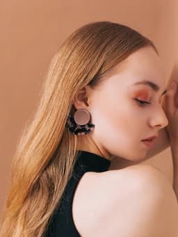 Серьги пластик «Танзания», полукруг бежевый леопард, цветные