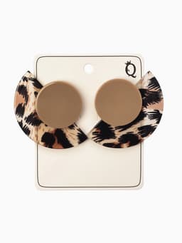 Серьги пластик «Танзания», полукруг бежевый леопард, цветные