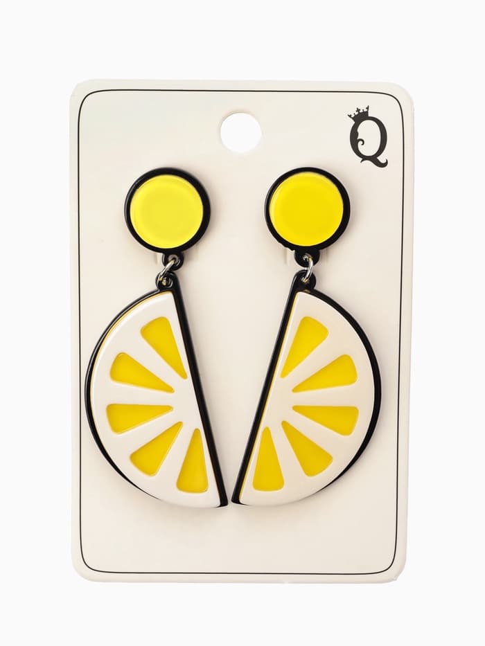 Серьги пластик «Вивьен» лимоны, цвет жёлто-белый