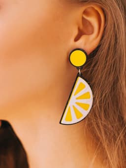 Серьги пластик «Вивьен» лимоны, цвет жёлто-белый
