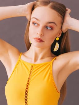 Серьги пластик «Вивьен» лимоны, цвет жёлто-белый