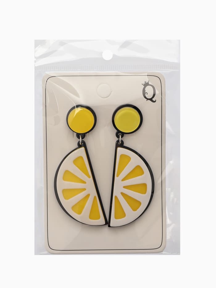 Серьги пластик «Вивьен» лимоны, цвет жёлто-белый