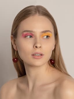 Серьги пластик «Ягодка», черешня, бордовые в золоте