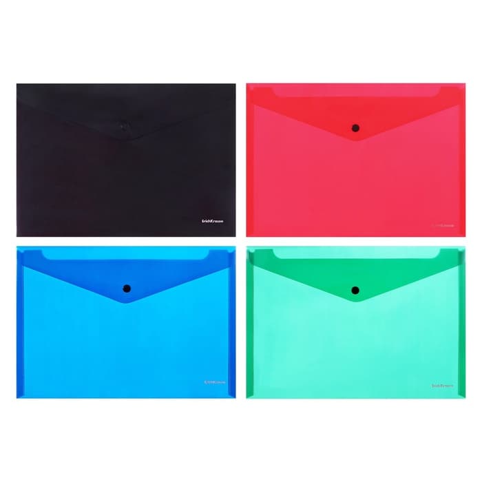 Папка-конверт на кнопке А4, 140 мкм, ErichKrause Fizzy Classic, полупрозрачная, МИКС