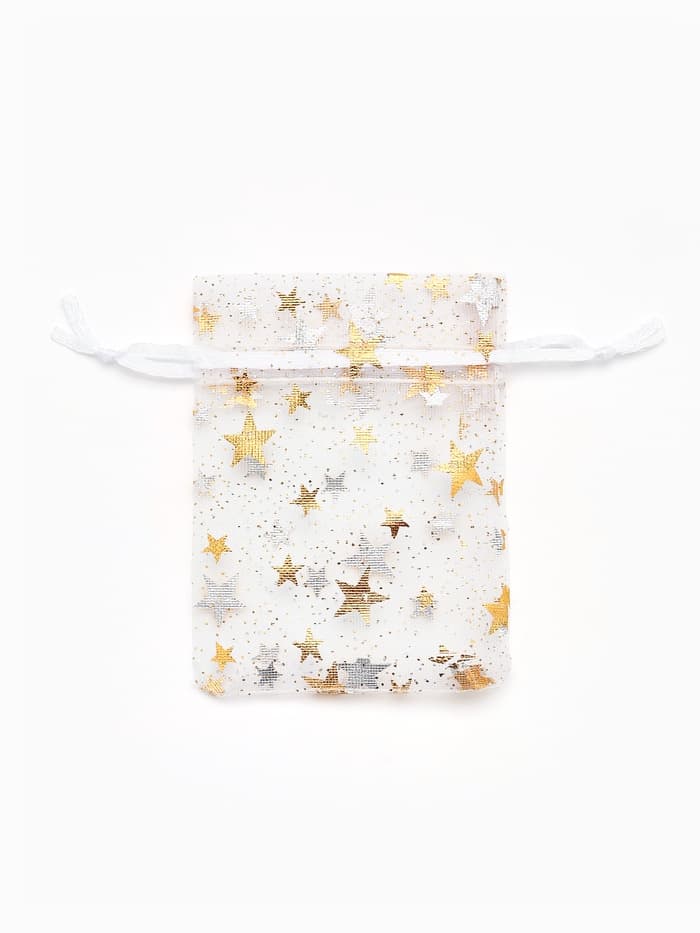 Мешочек подарочный «Звёздочки», 6.5×9 см, белый с золотом