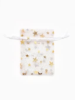Мешочек подарочный «Звёздочки», 6.5×9 см, белый с золотом