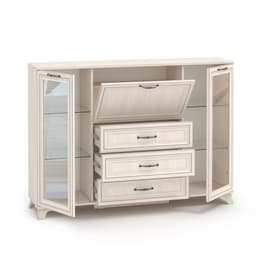 Комод большой для гостиной «Мирелла», со стеклом, 3 ящика, 358×1491×1074 мм, цвет бодега светлая