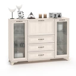 Комод большой для гостиной «Мирелла», со стеклом, 3 ящика, 358×1491×1074 мм, цвет бодега светлая