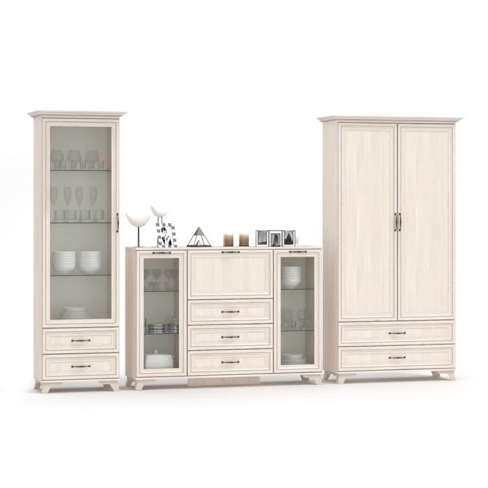 Комод большой для гостиной «Мирелла», со стеклом, 3 ящика, 358×1491×1074 мм, цвет бодега светлая