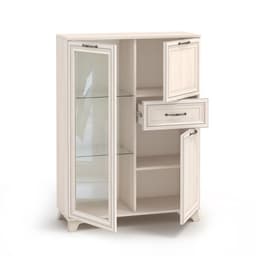 Комод высокий для гостиной «Мирелла», со стеклом, 1 ящик, 2 дверцы, 358×901×1250 мм, цвет бодега светлая