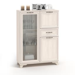 Комод высокий для гостиной «Мирелла», со стеклом, 1 ящик, 2 дверцы, 358×901×1250 мм, цвет бодега светлая