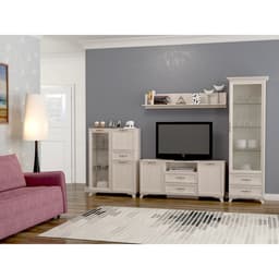 Комод высокий для гостиной «Мирелла», со стеклом, 1 ящик, 2 дверцы, 358×901×1250 мм, цвет бодега светлая