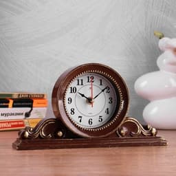 Часы настольные каминные «Милица», бесшумные, 26×14 см, d=9.5 см, коричневые