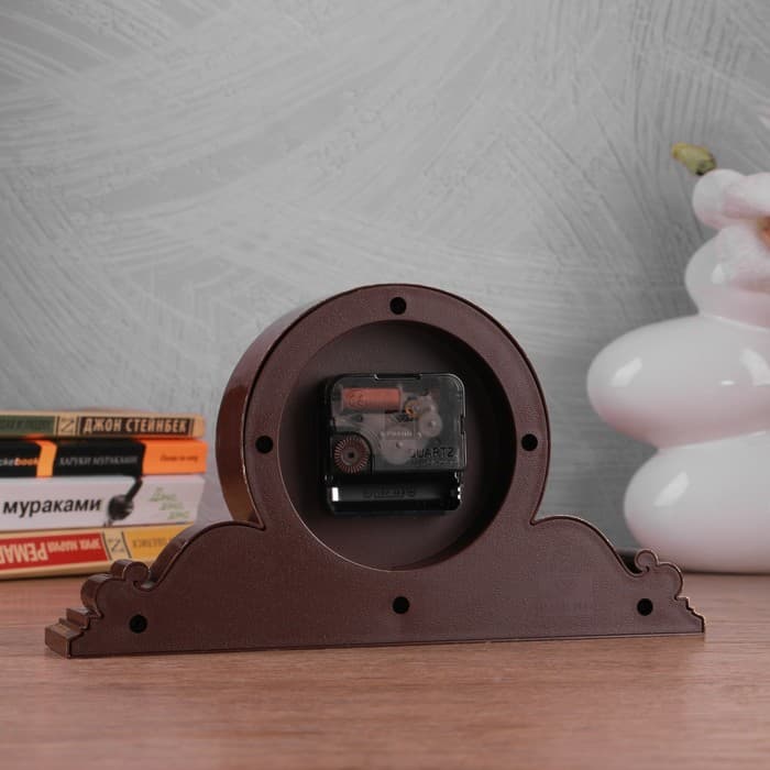 Часы настольные каминные «Милица», бесшумные, 26×14 см, d=9.5 см, коричневые