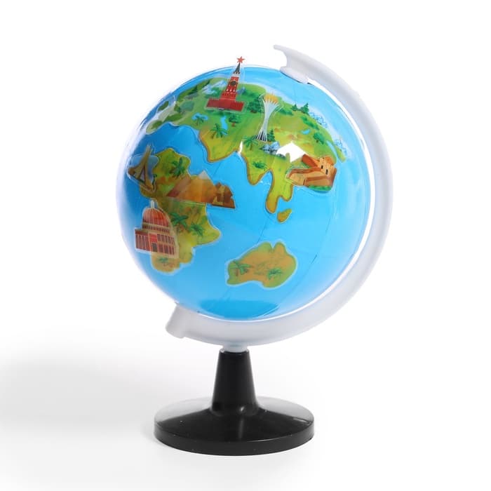 Глобус детский с наклейками «Изучаем мировые достопримечательности»