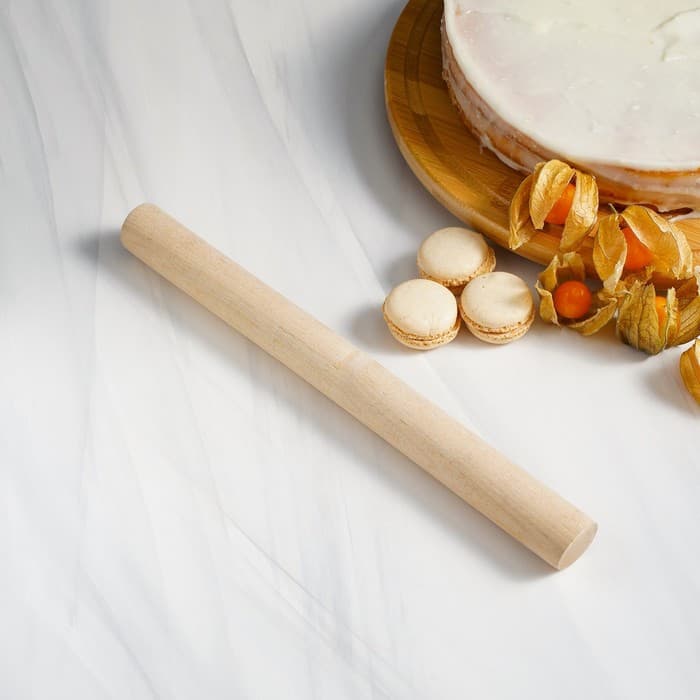 Скалка для теста Доляна, 30×3 см, прямая, дерево берёза