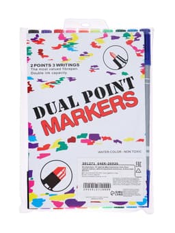 Фломастеры 10 цветов, двухсторонние, круглый наконечник 2 мм/5 мм, вентилируемый колпачок, блистер