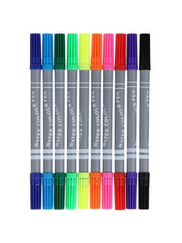 Фломастеры 10 цветов, двухсторонние, круглый наконечник 2 мм/5 мм, вентилируемый колпачок, блистер