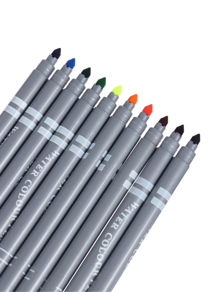 Фломастеры 10 цветов, двухсторонние, круглый наконечник 2 мм/5 мм, вентилируемый колпачок, блистер