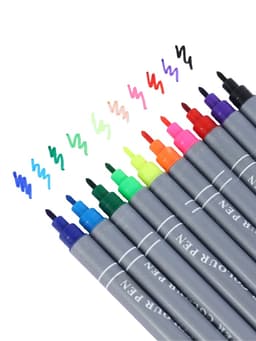 Фломастеры 10 цветов, двухсторонние, круглый наконечник 2 мм/5 мм, вентилируемый колпачок, блистер