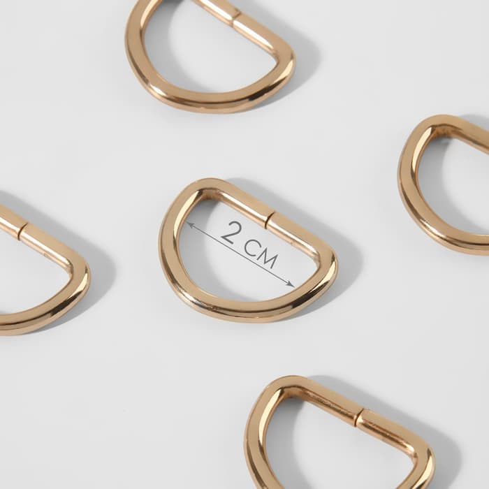 Полукольца для сумок, d=20 мм, толщина - 3 мм, 10 шт., цвет золотой