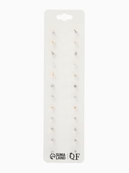 Серьги пусеты One year, 12 пар, цветочное ассорти, бело-розовые в золоте