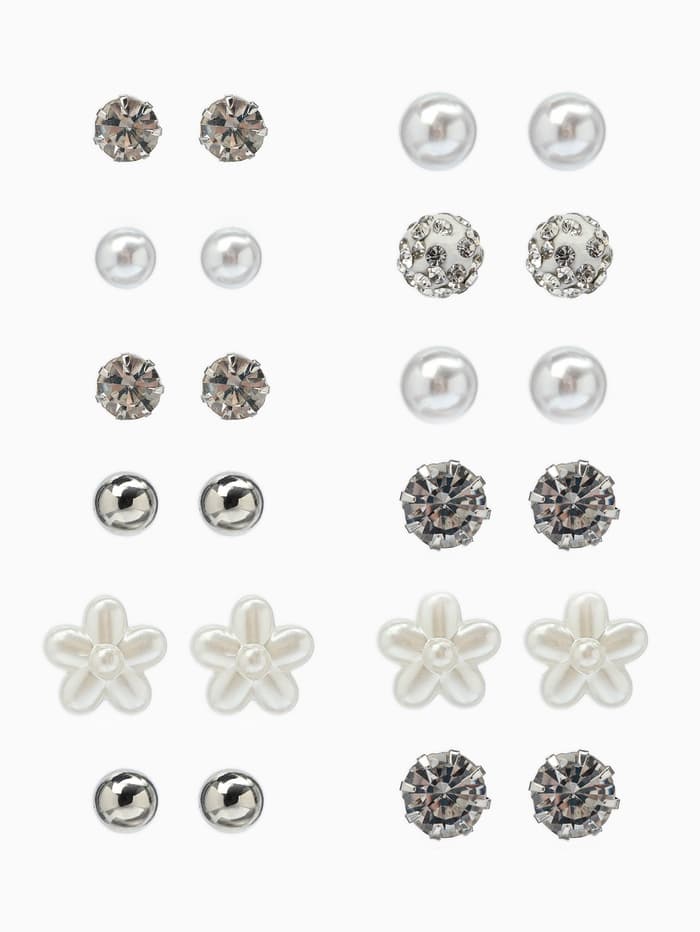 Серьги пусеты One year, 12 пар, строгий стиль, миксы