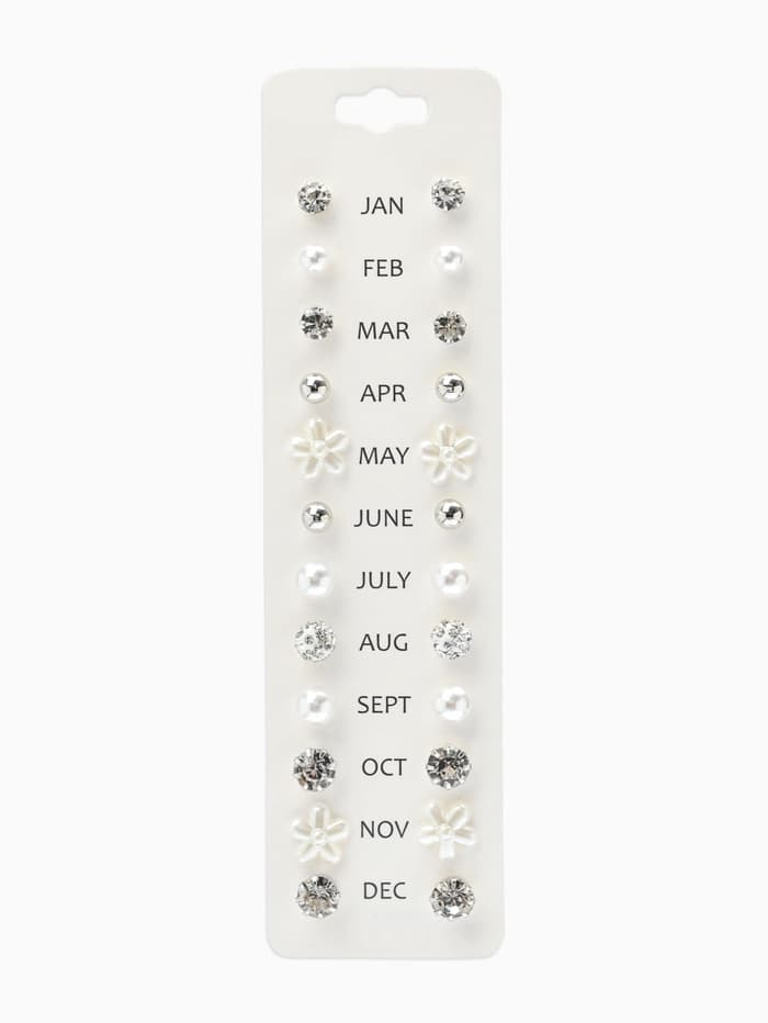 Серьги пусеты One year, 12 пар, строгий стиль, миксы