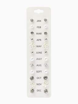 Серьги пусеты One year, 12 пар, строгий стиль, миксы