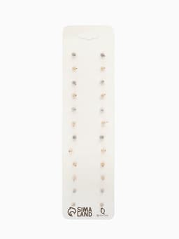 Серьги пусеты 12 пар One year, сердцем к сердцу, цветные в золоте