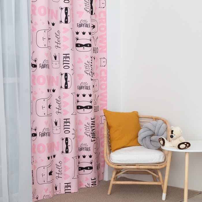 Штора портьерная «Этель» Little crown, 145×260 см, рогожка