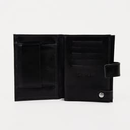 Портмоне мужское на кнопке, отдел для автодокументов и паспорта, чёрное