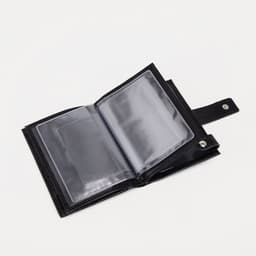 Портмоне мужское на кнопке, отдел для автодокументов и паспорта, чёрное