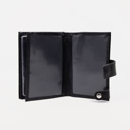 Портмоне мужское на кнопке, отдел для автодокументов и паспорта, чёрное