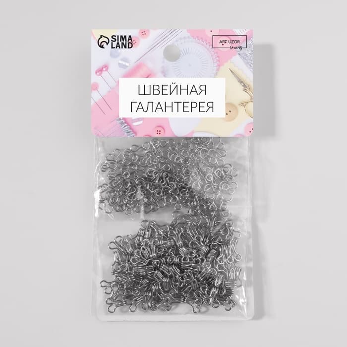 Крючок пришивной №0, 10×6 мм, 100 шт., цвет серебряный