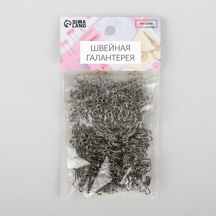 Крючок пришивной №3, 19×9 мм, 100 шт., цвет серебряный