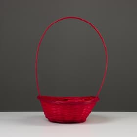 Корзина плетёная, бамбук, d=19xH5 см, красный