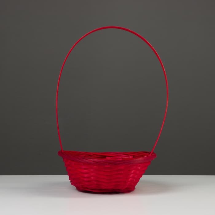 Корзина плетёная, бамбук, d=19xH5 см, красный