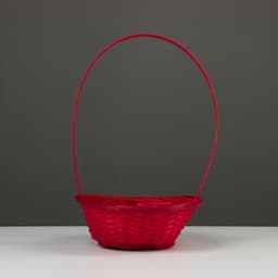 Корзина плетёная, бамбук, d=19xH5 см, красный