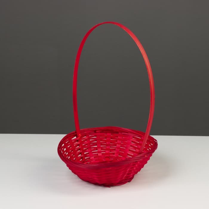 Корзина плетёная, бамбук, d=19xH5 см, красный